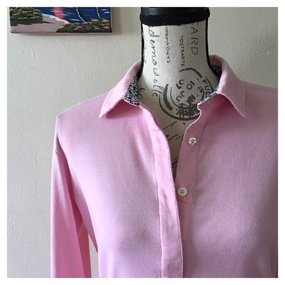 Lilly Pulitzer Long Sleeve Polo Pink Size Medium - Picture 1 of 8